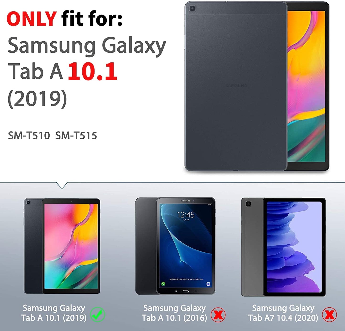 Case for Samsung Galaxy Tab A 10.1 (2019) T510/ T515016 M Ultra Thin with Stand Function Slim PU Leather Smart Case Fits Samsung Galaxy Tablet A 2019 10.1 Inch - Black - Premium from WyBiTs Solution - Just $4.99! Shop now at WyBiTs Solution
