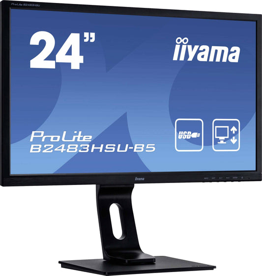 Iiyama B2483HSU-B5 LED 61 cm (24 inch) EEC E (A - G) 1920 x 1080 p Full HD 1 ms HDMI™, VGA, DisplayPort TN LED Monitor - Premium  from WyBiTs Solution - Just $149.99! Shop now at WyBiTs Solution